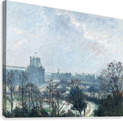 The Garden Of Tuileries And Pavilion De Flore, Snow - Garden Of The Louvre Snow Effect By Camille Pissarro (428x421), Png Download