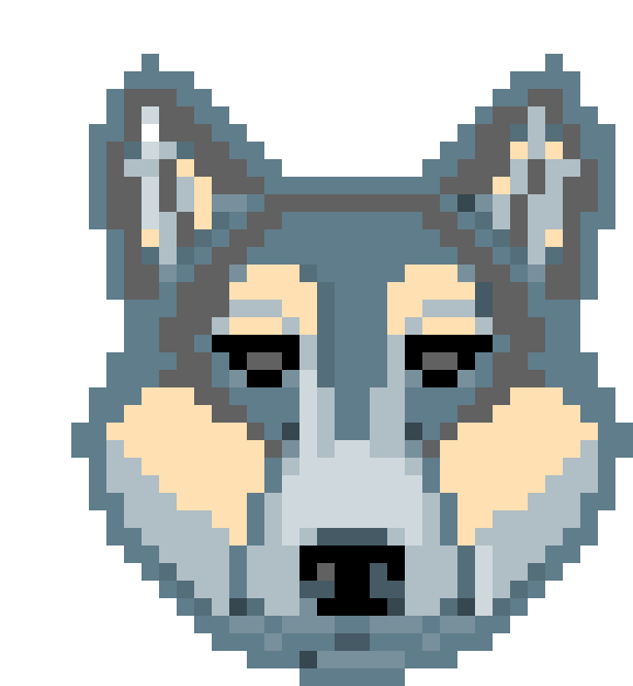 Wolf Face - Fox Head Pixel Art (1200x1200), Png Download
