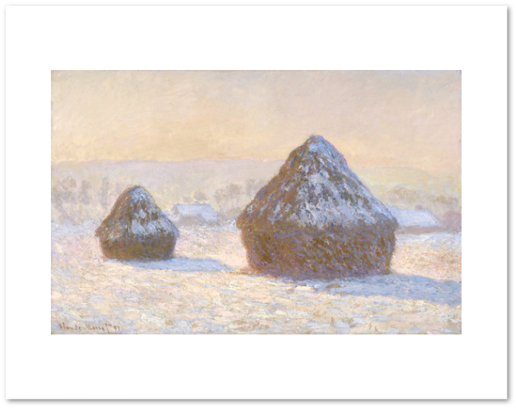 Wheatstacks, Snow Effect, Morning - Claude Monet Haystacks Snow Effect (875x787), Png Download