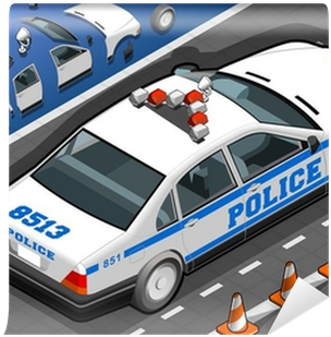 Isometric Police Car In Rear View Wall Mural • Pixers® - Police Car (400x400), Png Download