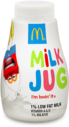 Mcdonalds 1 Low Fat Milk Jug - Mcdonalds Happy Meal Milk (444x507), Png Download