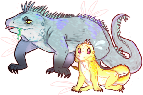 Rnm Iguanas - Cartoon (500x334), Png Download