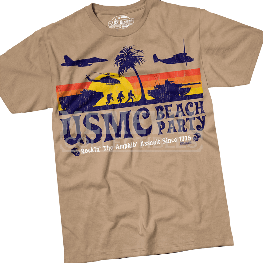 7.62 Designs Usmc Beach Party Shirt Rockin Marines (850x850), Png Download
