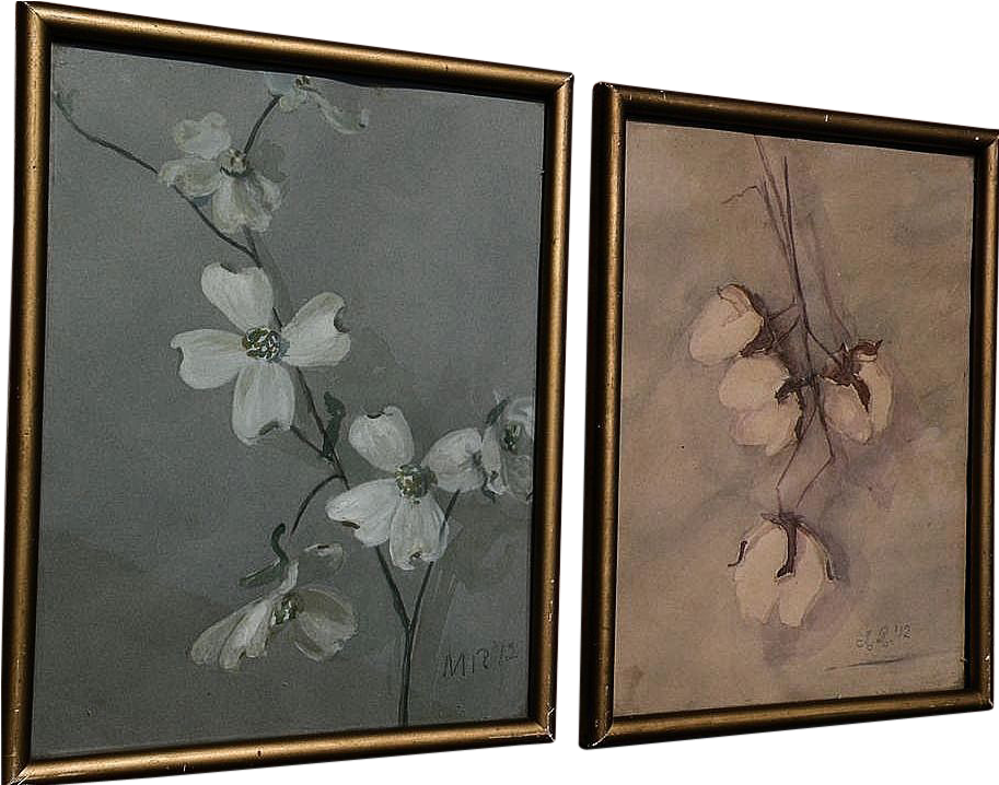Southern Art Pair Of 1912 Signed Watercolor Paintings - Watercolor Painting (912x912), Png Download