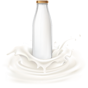 Vector Illustration Bottle Full Of Milk, Glass, Fresh, - Milk (360x360), Png Download