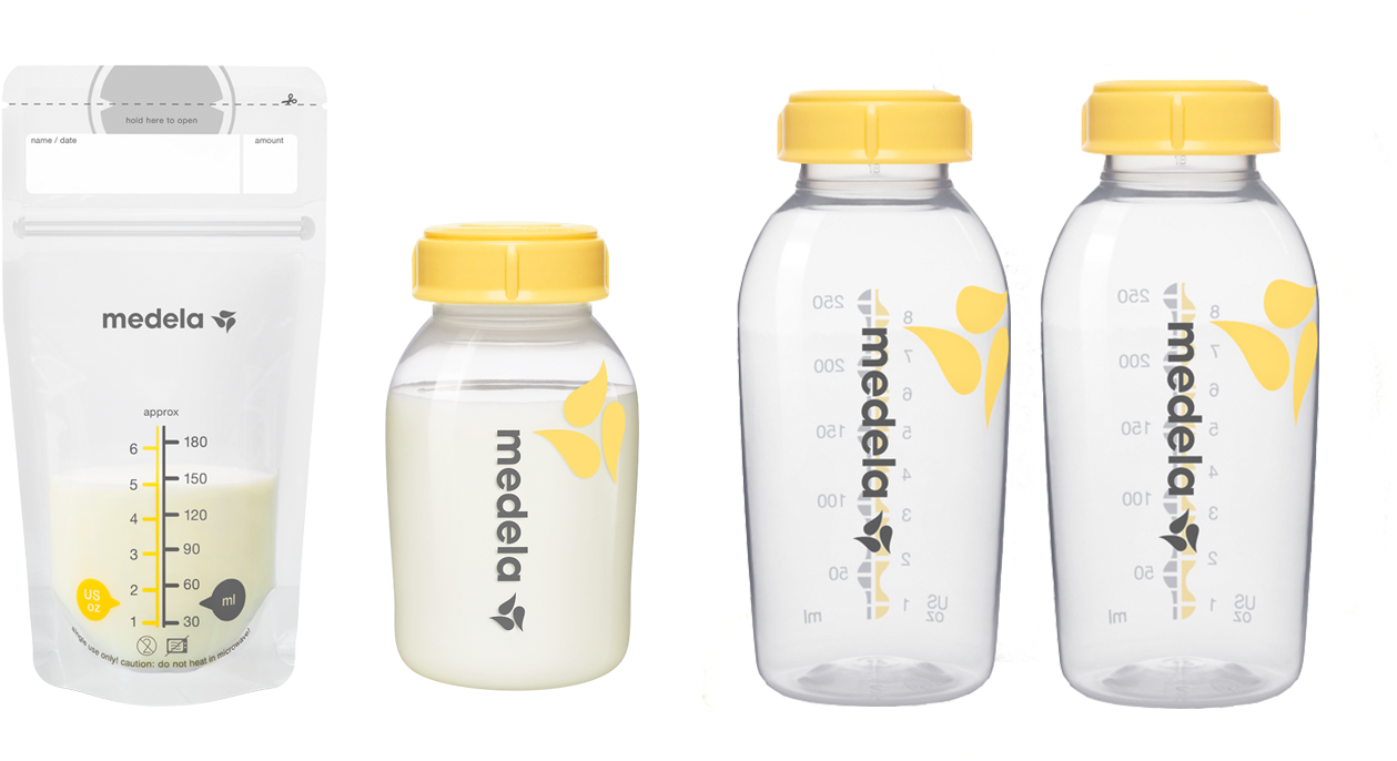 Breast Milk Collecting - Medela Calma 008.0187 Breast Milk Cleaner With Bottle (1400x737), Png Download