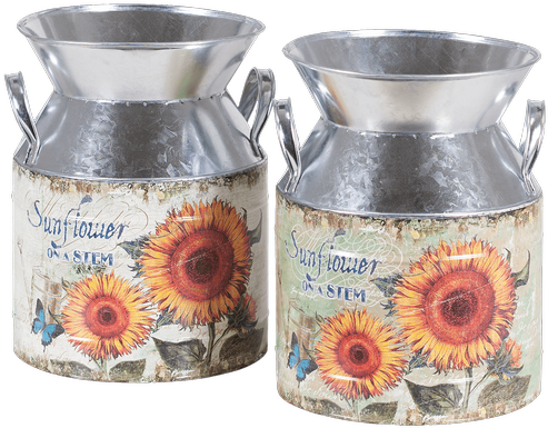 Metal Vintage Sunflower Milk Jug - Jug (500x611), Png Download
