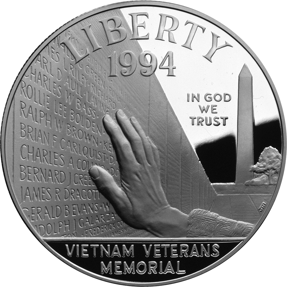 1994 Vietnam Veterans War Memorial Commemorative Silver - 1994 Vietnam Veterans Memorial Silver Proof (1000x1001), Png Download
