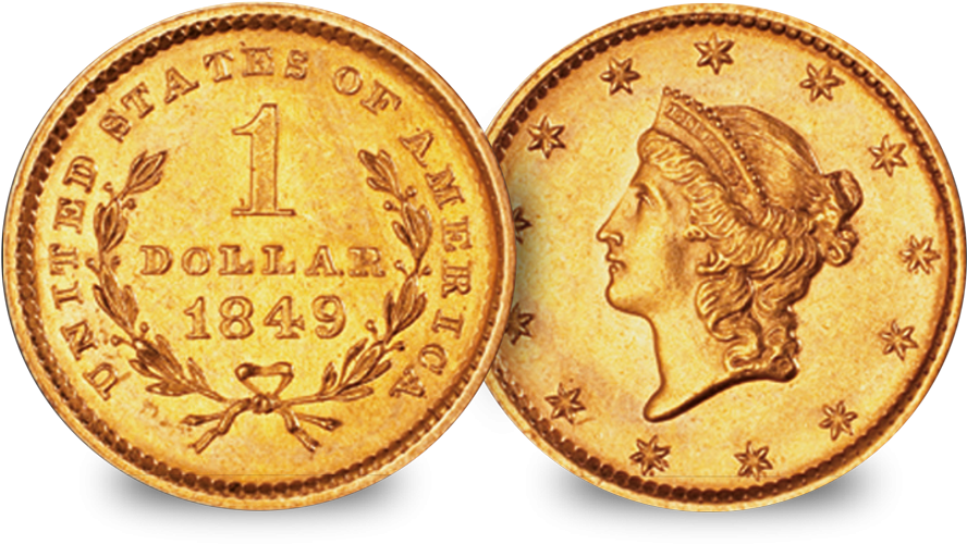The Complete History Of Gold $1 - Coin (1000x606), Png Download