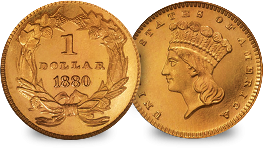 A Set Of Historic, Highly Collectable Gold Dollar Coins - Gold Dollar (1000x606), Png Download