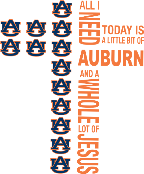 All I Need Little Auburn & Lot Jesus Cross Png & Svg - Sports Coverage Ncaa Auburn Tigers Sheet Set Queen (500x667), Png Download