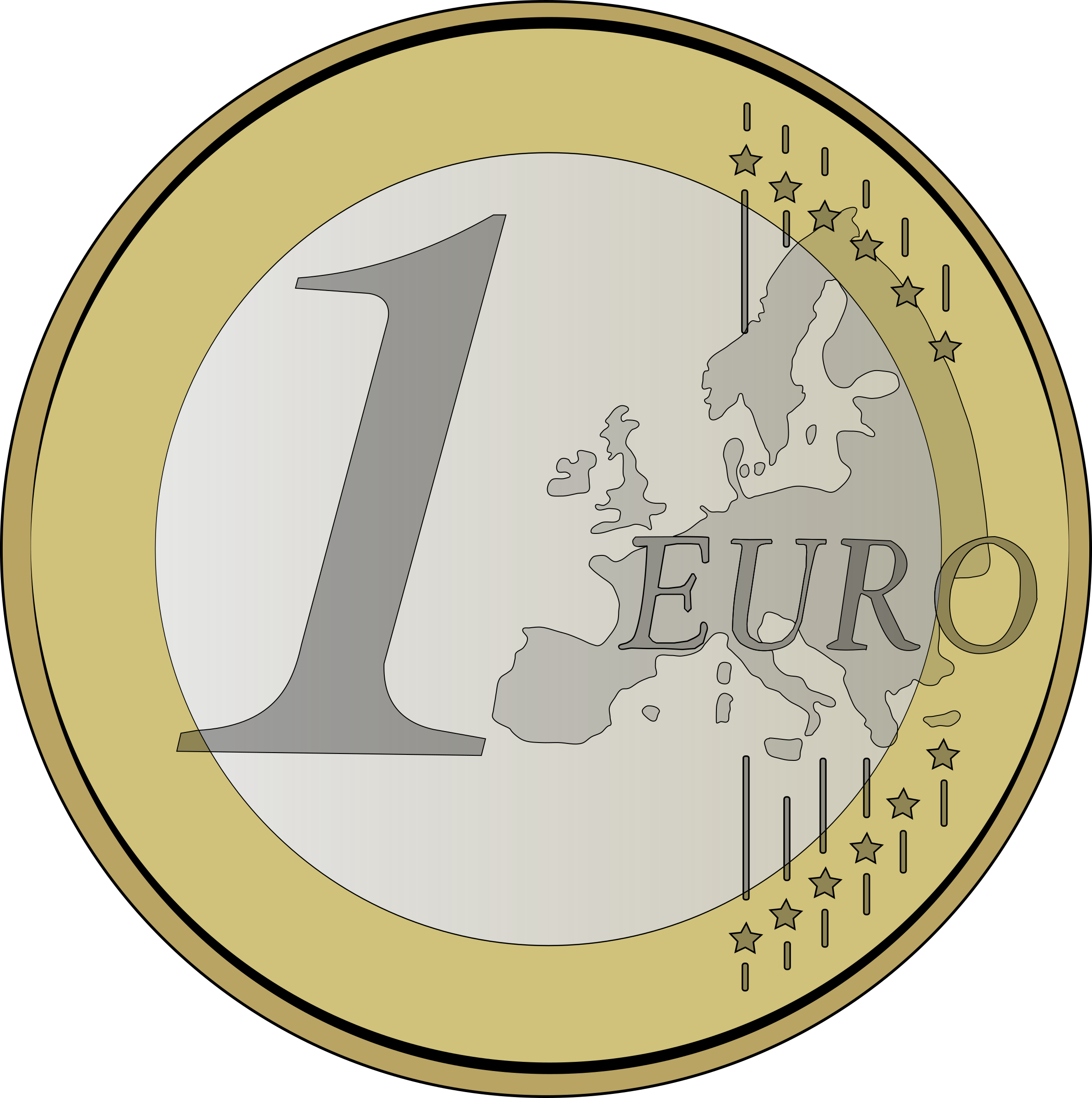 This Free Icons Png Design Of 1 Euro (2387x2400), Png Download