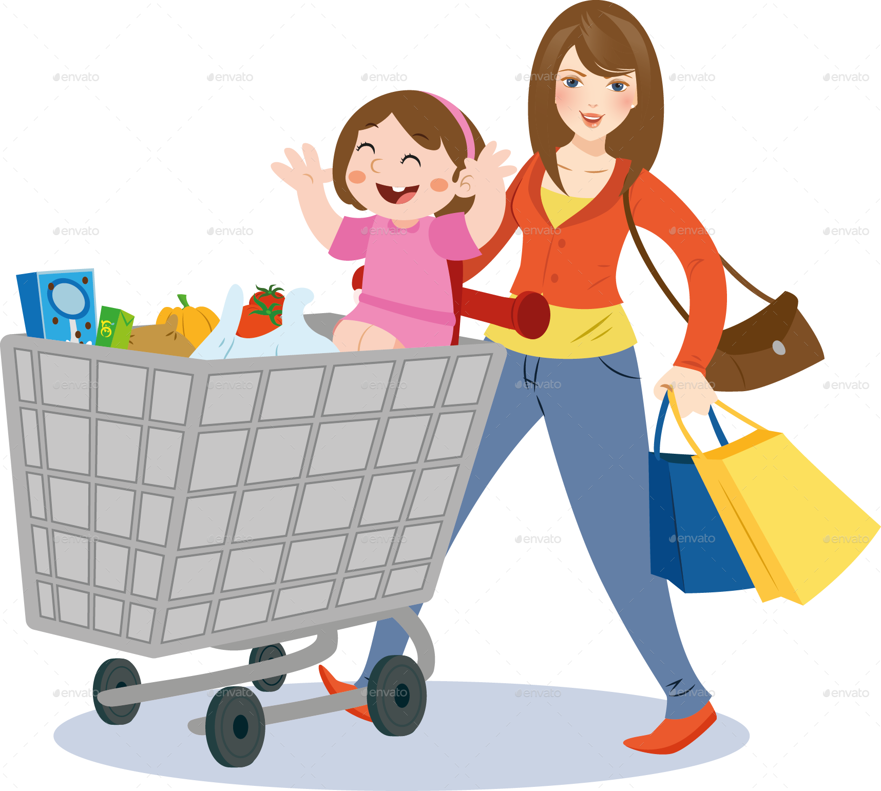Mom Grocery Shopping Clipart Shopping Grocery Store - Shopping Mom Png (900x808), Png Download