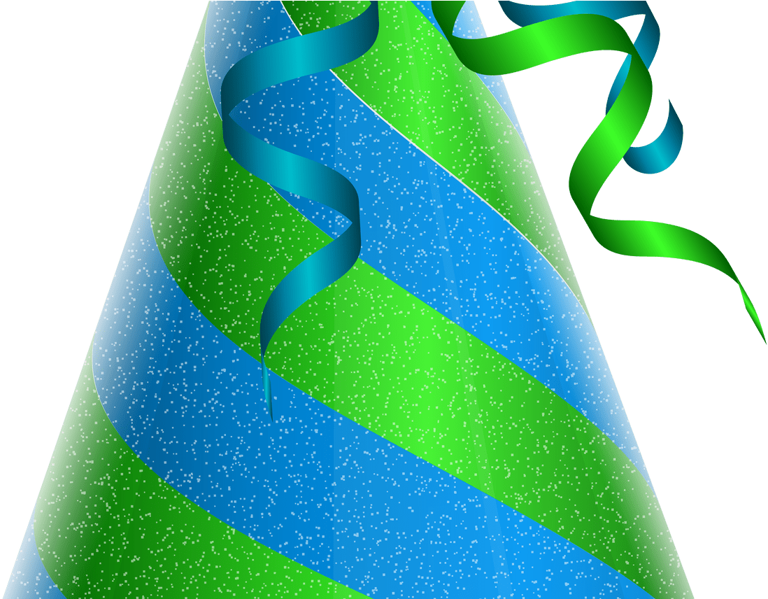Birthday Party Hat Green Blue Png Clip Art Image Gallery - Party Hat (1368x855), Png Download