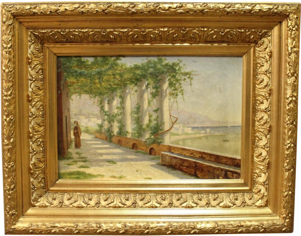 Oil Painting On Canvas In Frame Decorated With Gold - Picture Frame (1000x1000), Png Download