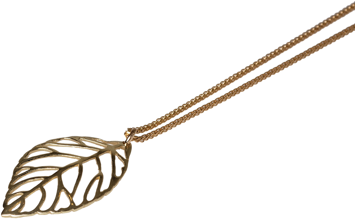 Yellow Gold Leaf Necklace - Necklace (1620x1080), Png Download
