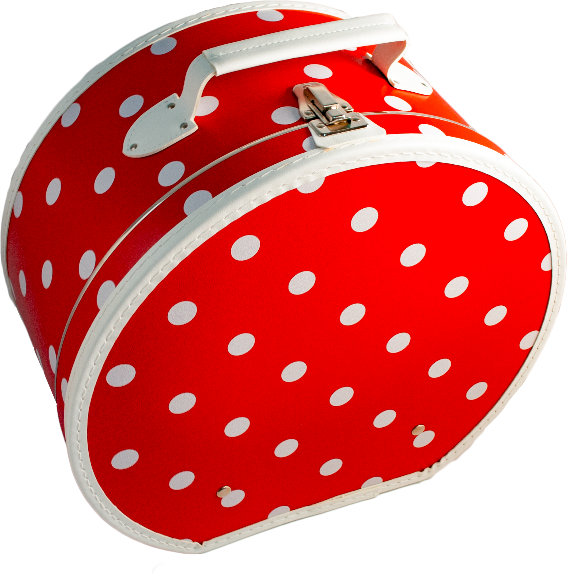 Hat Box 40cm Red With White Dots (2146x2088), Png Download