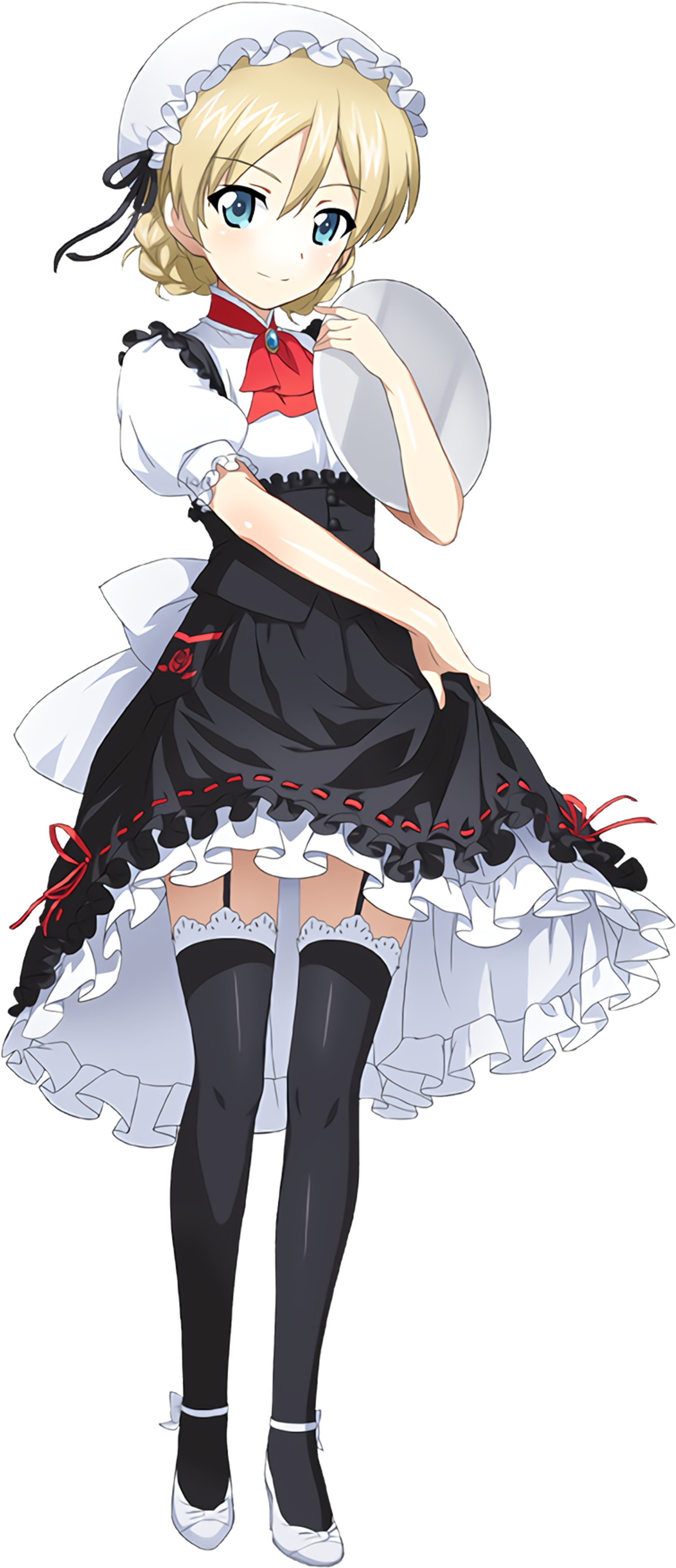 Girls Und Panzer Heels Skirt Lift Stockings Thighhighs - ガル パン アプリ Png (1536x3840), Png Download