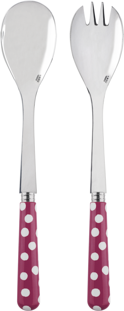 White Dots Fuschia Salad Set 2 Pcs - Polka Dot (470x1119), Png Download