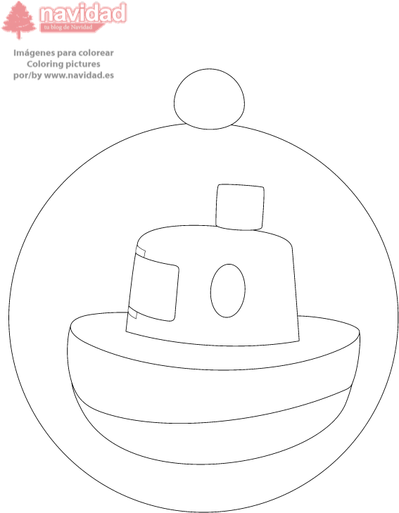 Bola Navidad Con Barco - Line Art (595x842), Png Download