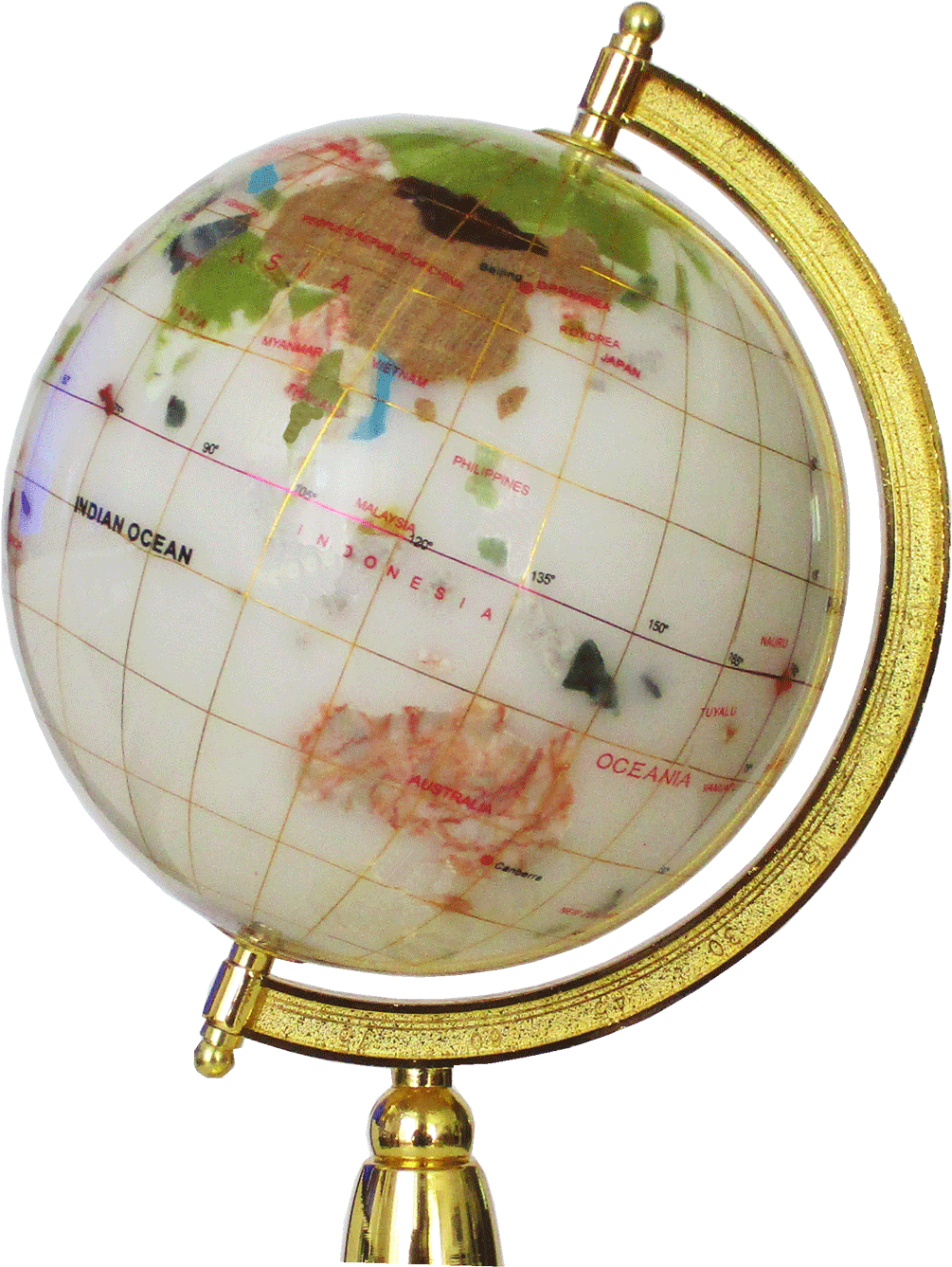 Globe Terrestre Blanc 15 Cm De Diameetre Sur Un Pied - Brass (1229x1366), Png Download