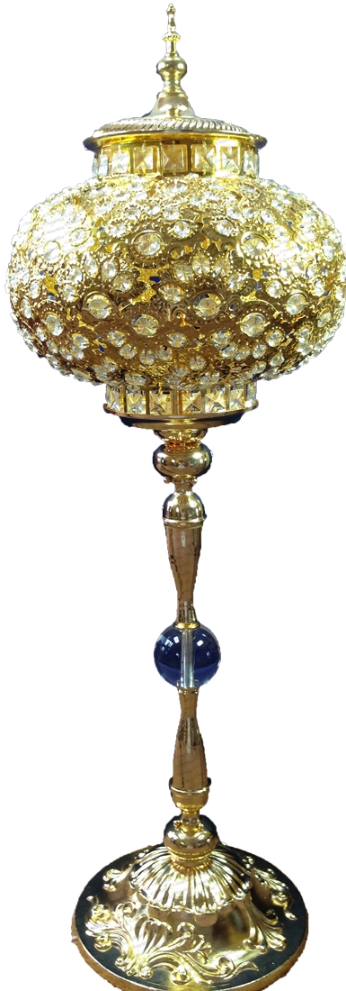 Hand Crafted Globe Mubkhara, 3ft Tall In Gold - Brass (385x1100), Png Download