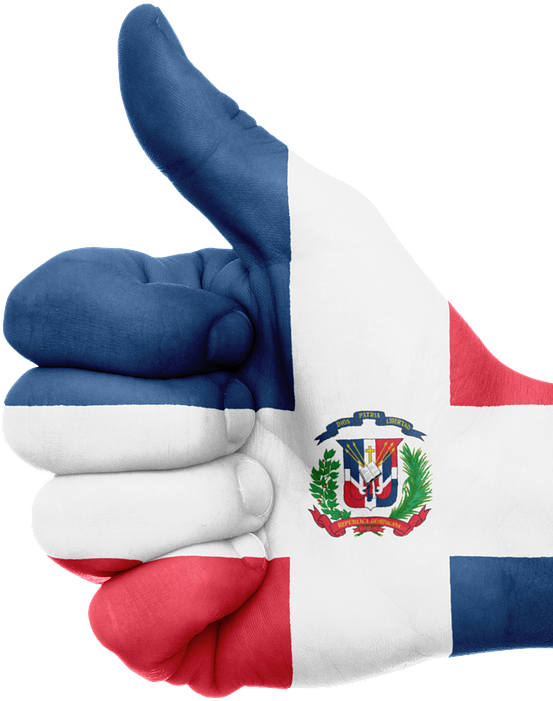 Bandera Dominicana Png - Dominican Republic Flag Hand (552x720), Png Download