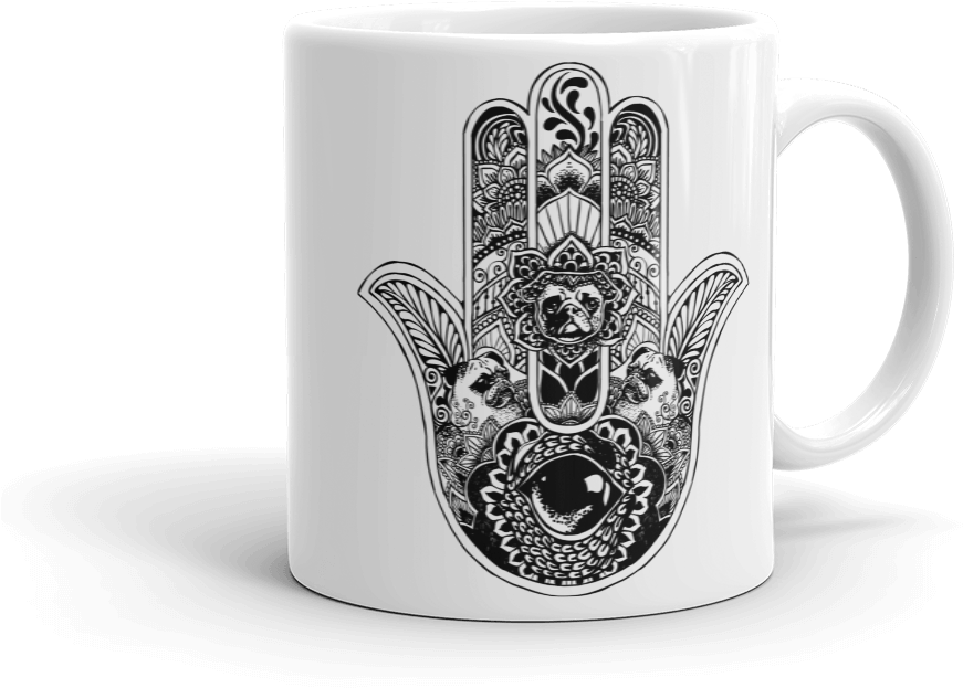 Hamsa Hand Pug Mug - Cat Hamsa (1000x1000), Png Download