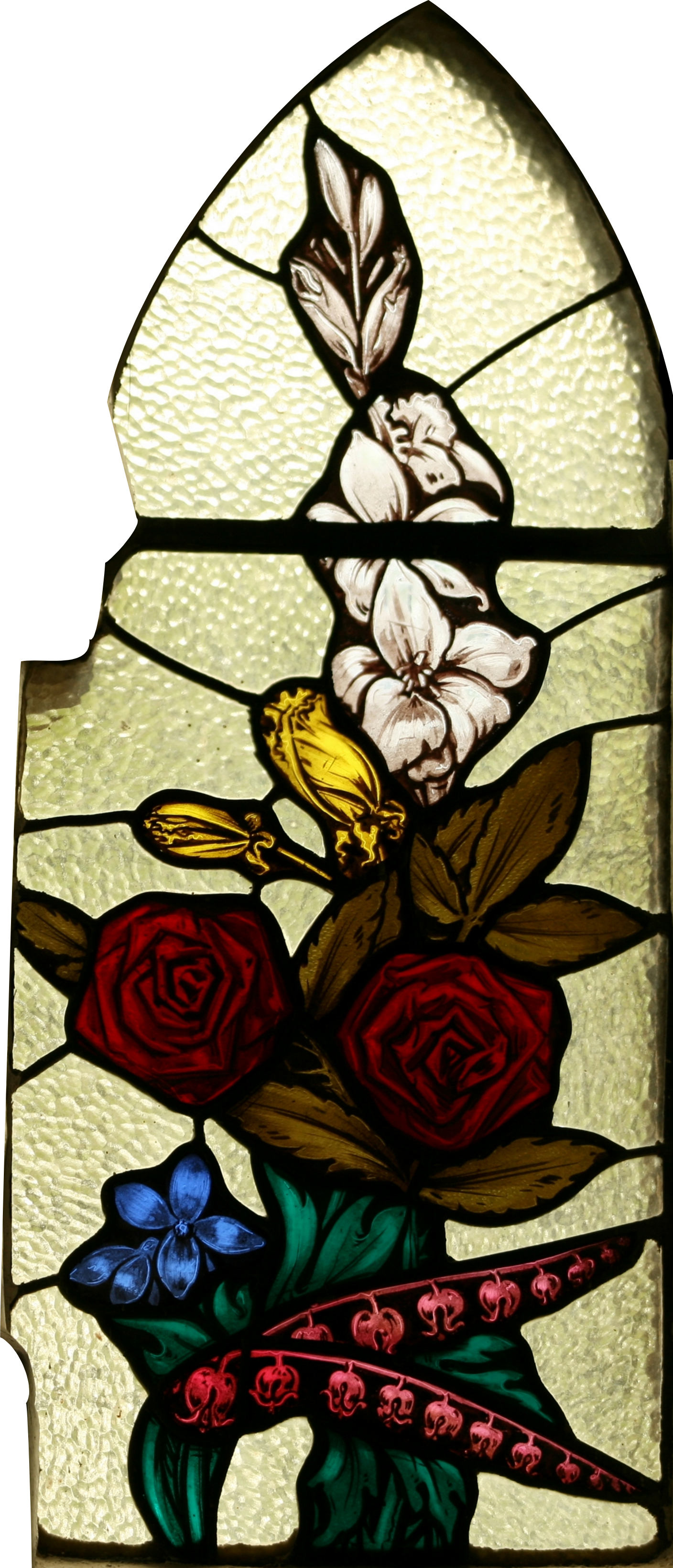 Stjohnsashfield Stainedglass Flowers Right (1408x3279), Png Download