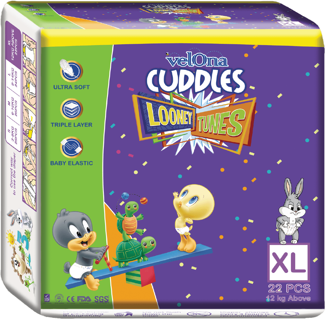 Velona Cuddles Looney Tunes - Baby Looney Tunes Diapers (1181x1181), Png Download