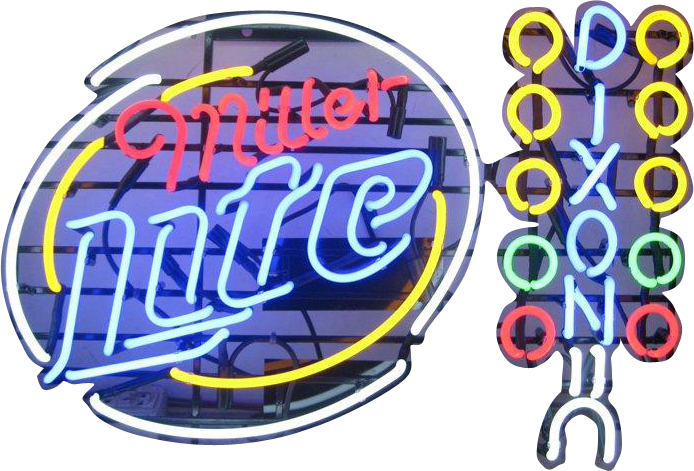 Miller Lite Dixon Drag Lights Neon Sign - Circle (694x471), Png Download