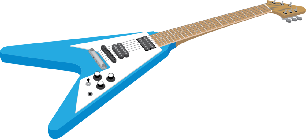Flying V - Electric Guitar (1000x454), Png Download