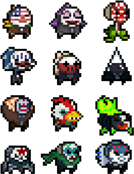 Working On A Skin Pack That Makes The Nuclear Throne - Payday 2 Pixel Art (500x666), Png Download