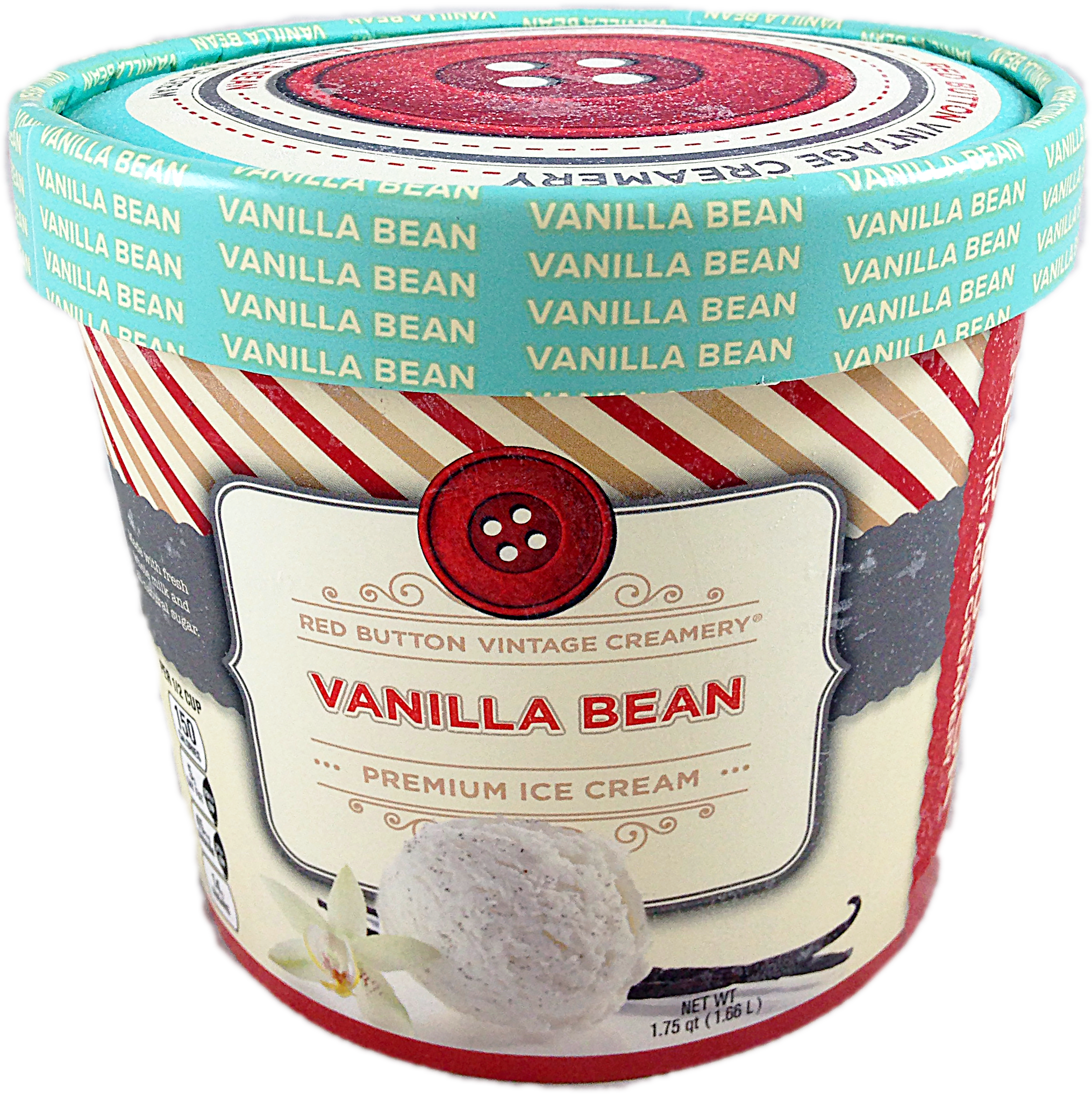 Red Button Vintage Creamery Vanilla Bean Premium Ice - Red Button Ice Cream (2031x2036), Png Download