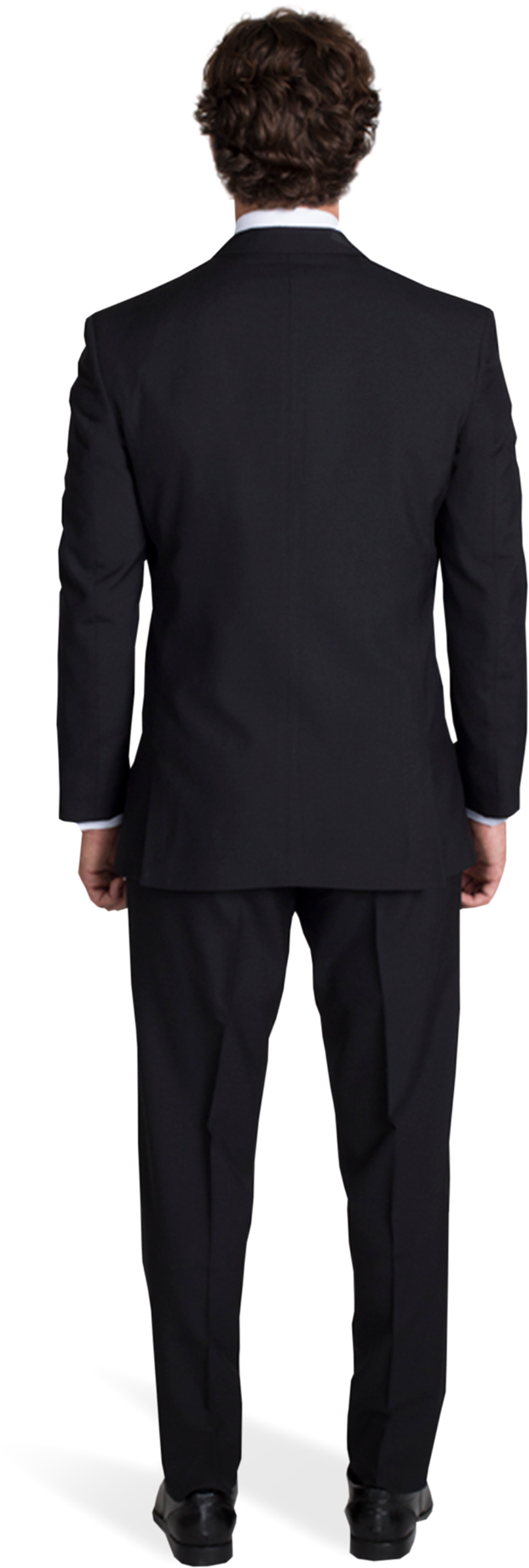 Black Notch Lapel Suit With Silver Tie - Suit And Tie From The Back (1188x1980), Png Download