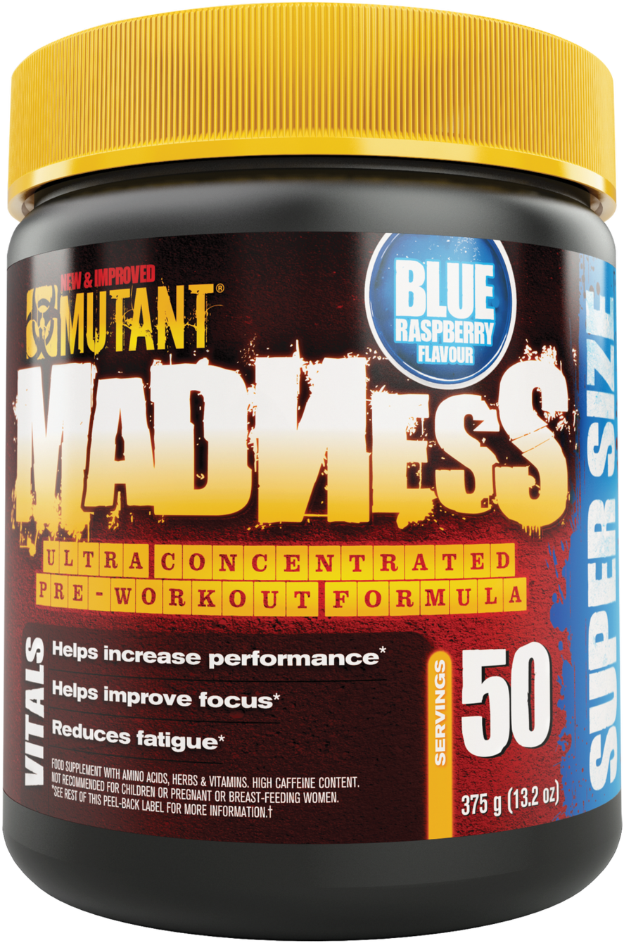 Mutant Madness 375g Blue Raspberry Pre Work Out - Bodybuilding Supplement (1333x1600), Png Download