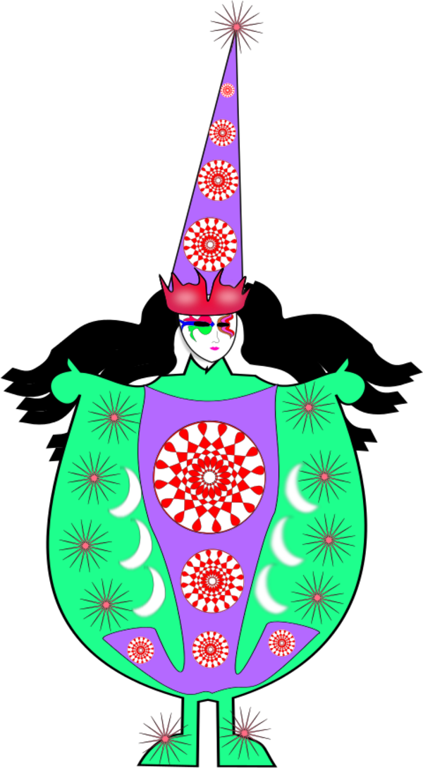 Clown Wearing Large Dress And Long Hat - Clown (600x1089), Png Download