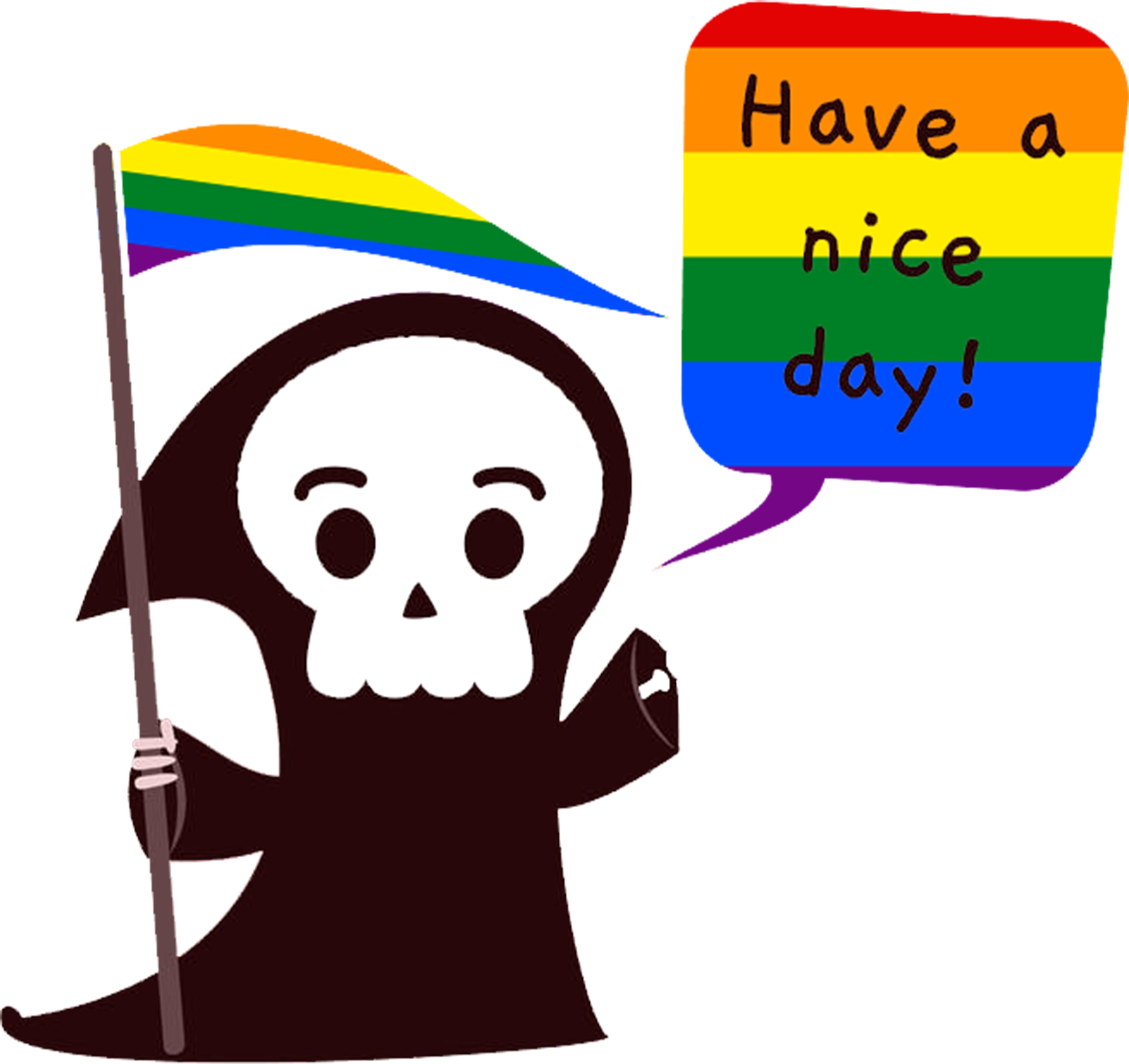 Gay Grim Reaper Have A Nice Day Pride Lgbt Colorful - Gay Pride Grim Reaper (4500x5400), Png Download