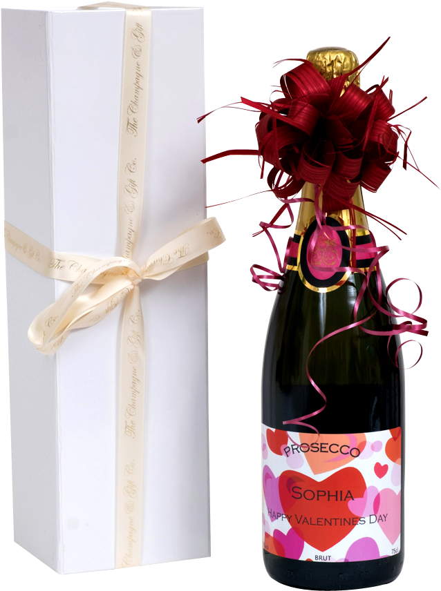 Valentines Prosecco In White Presentation Box - Glass Bottle (960x960), Png Download