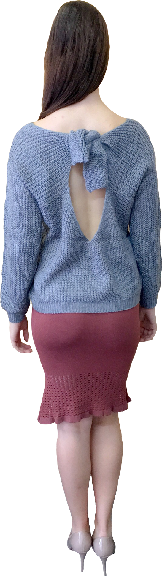 Tie Back Keyhole Jumper In Grey - Miniskirt (1285x1950), Png Download