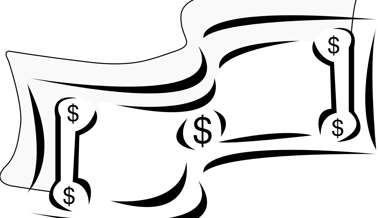 Bill Banner Black And White Techflourish Collections - Dollar Bill Clip Art (1331x768), Png Download