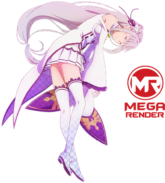 Re Zero Anime Emilia3 Mega Render - Re Zero Kara Hajimeru Isekai Seikatsu Poster (552x587), Png Download