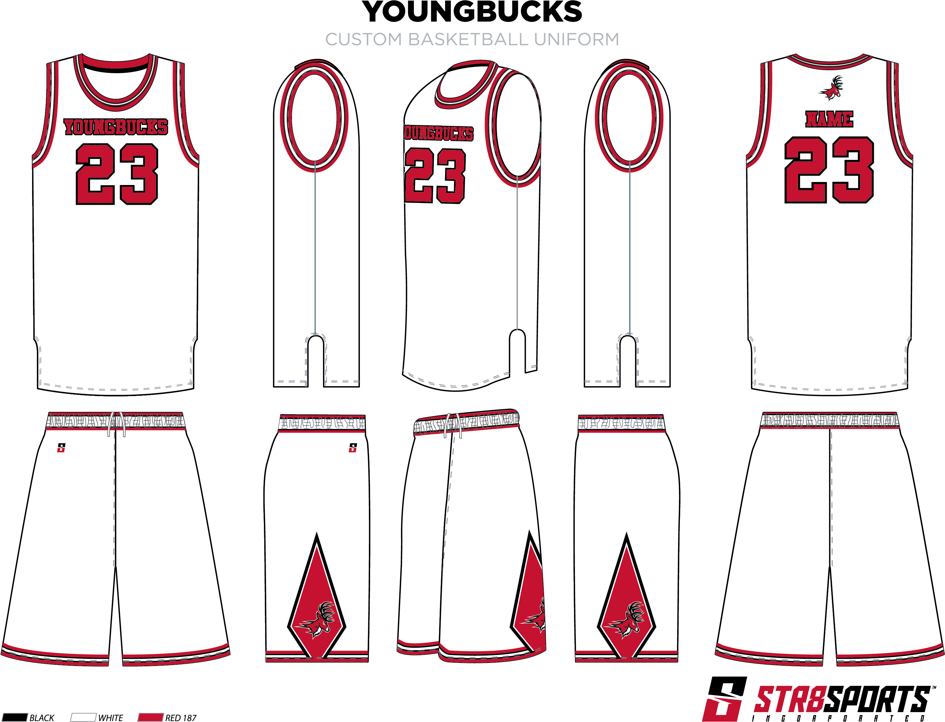 Str8 Basketball Youngbucks Black 01 Str8 Basketball - Warriors Basketball Uniform Concepts (3300x2550), Png Download