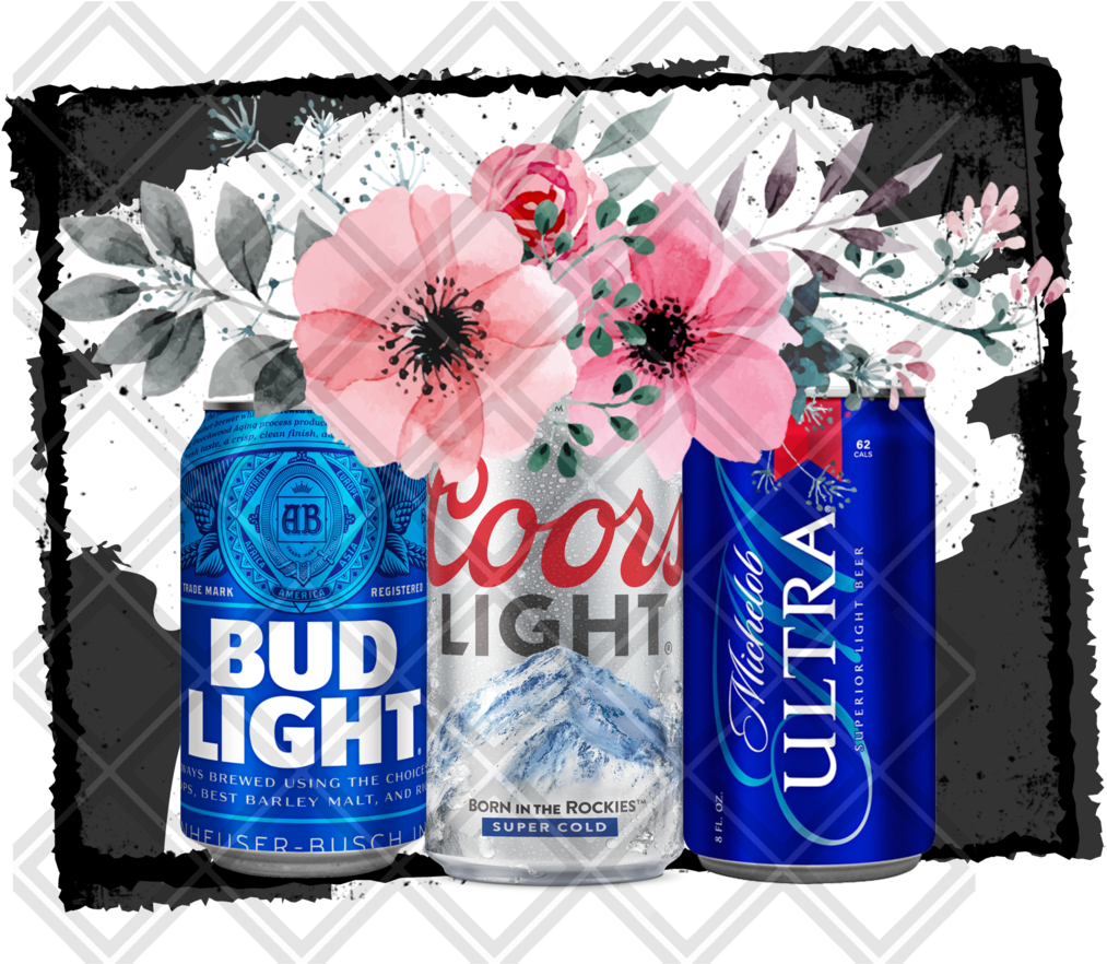 Beer Flower Blue Bottle Ultra Coors Light Bid Light - Drinking Straw (1024x881), Png Download