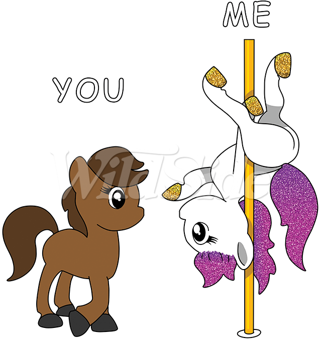 Stripper Pole & Horses Glitter - Cartoon (675x675), Png Download