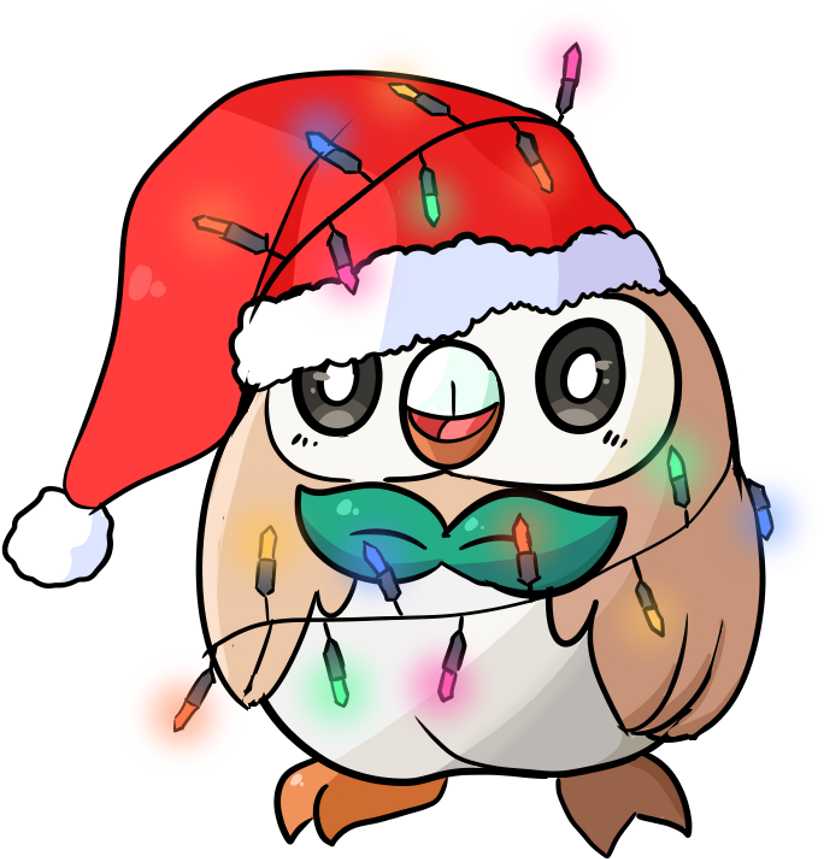 Pokemon Rowlet Christmas Freetoedit - Pokemon Rowlet Christmas (1024x1024), Png Download