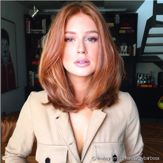 A Atriz Marina Ruy Barbosa Mudou O Comprimento Dos - Face Frame Shoulder Length Hair (790x569), Png Download