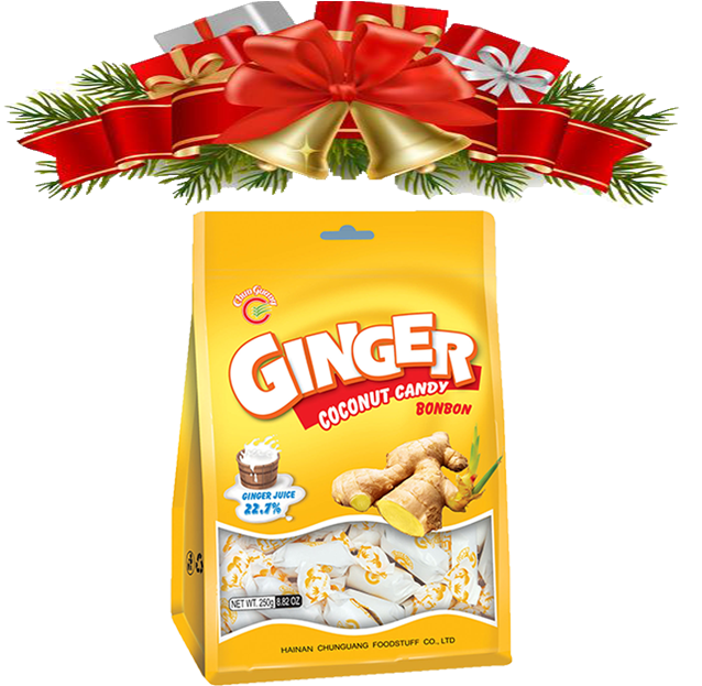 Christmas Gift Sweet Ginger Candy - Ginger Coconut Candy (650x649), Png Download