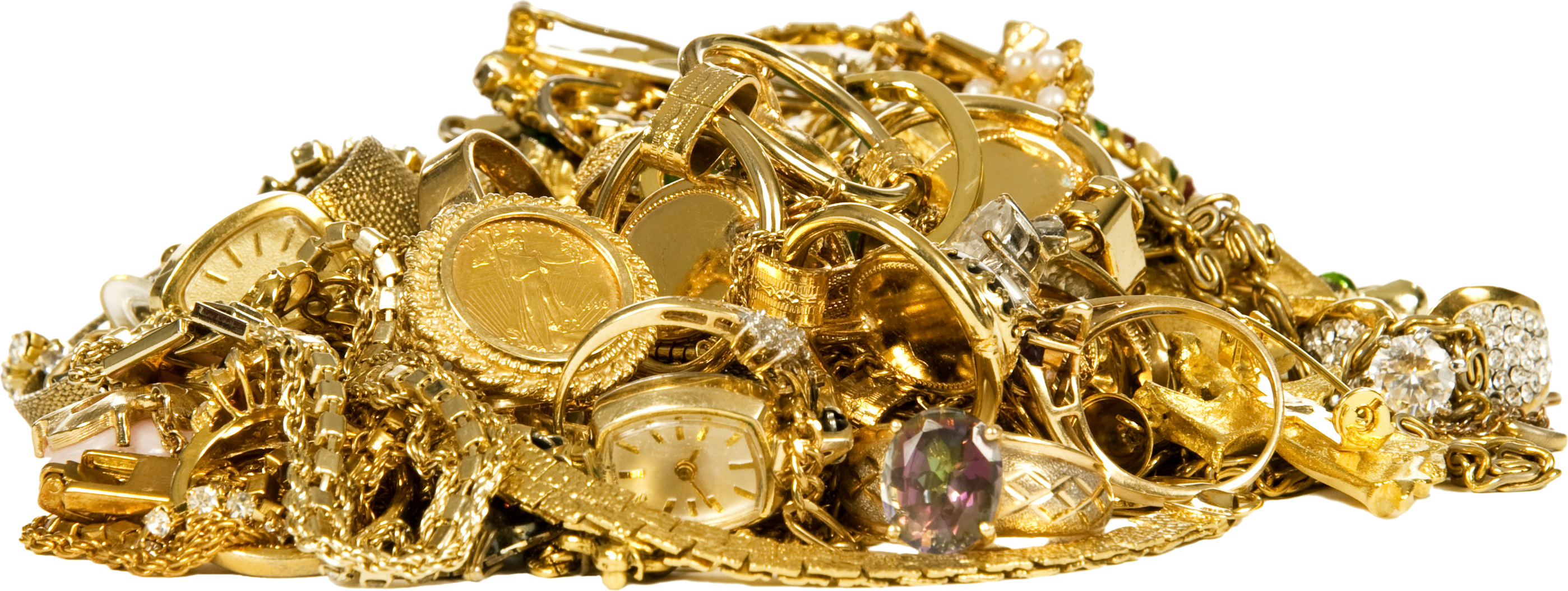 If We Can Resell Your Old Jewellery We May Be Able - Gold Coins And Jewelry (2797x1054), Png Download