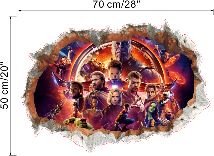 3d Avengers Infinity War Crack Bedroom Wall Sticker - Avengers Infinity War (1001x1001), Png Download